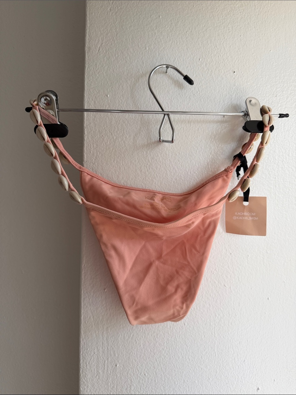 KAOHS Peach Bikini Bottom with Shell-Embellished Straps